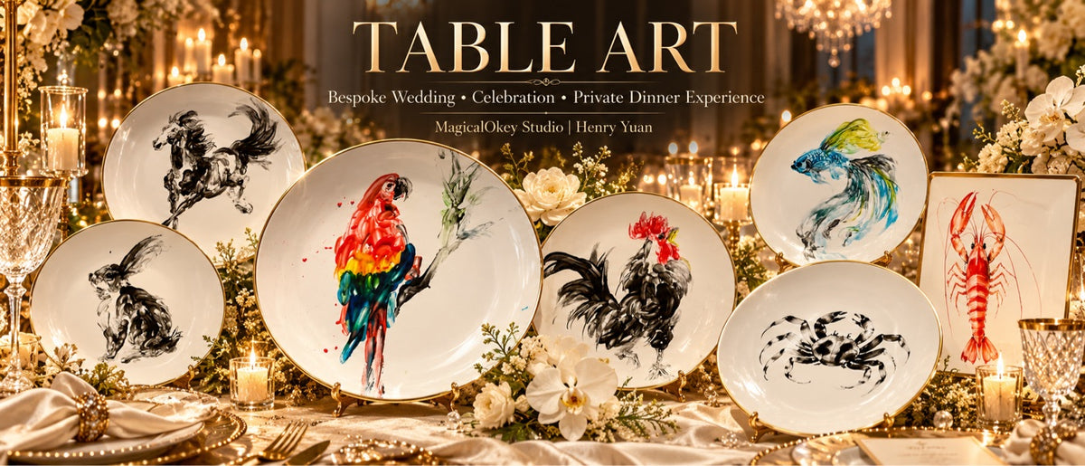 Bespoke Edible Table Art Commission by Henry Yuan – Custom Fruit Sauce Plate Painting for Fine Dining & Events
