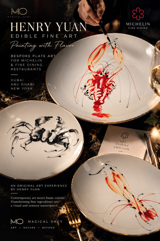 Bespoke Edible Table Art Commission by Henry Yuan – Custom Fruit Sauce Plate Painting for Fine Dining & Events