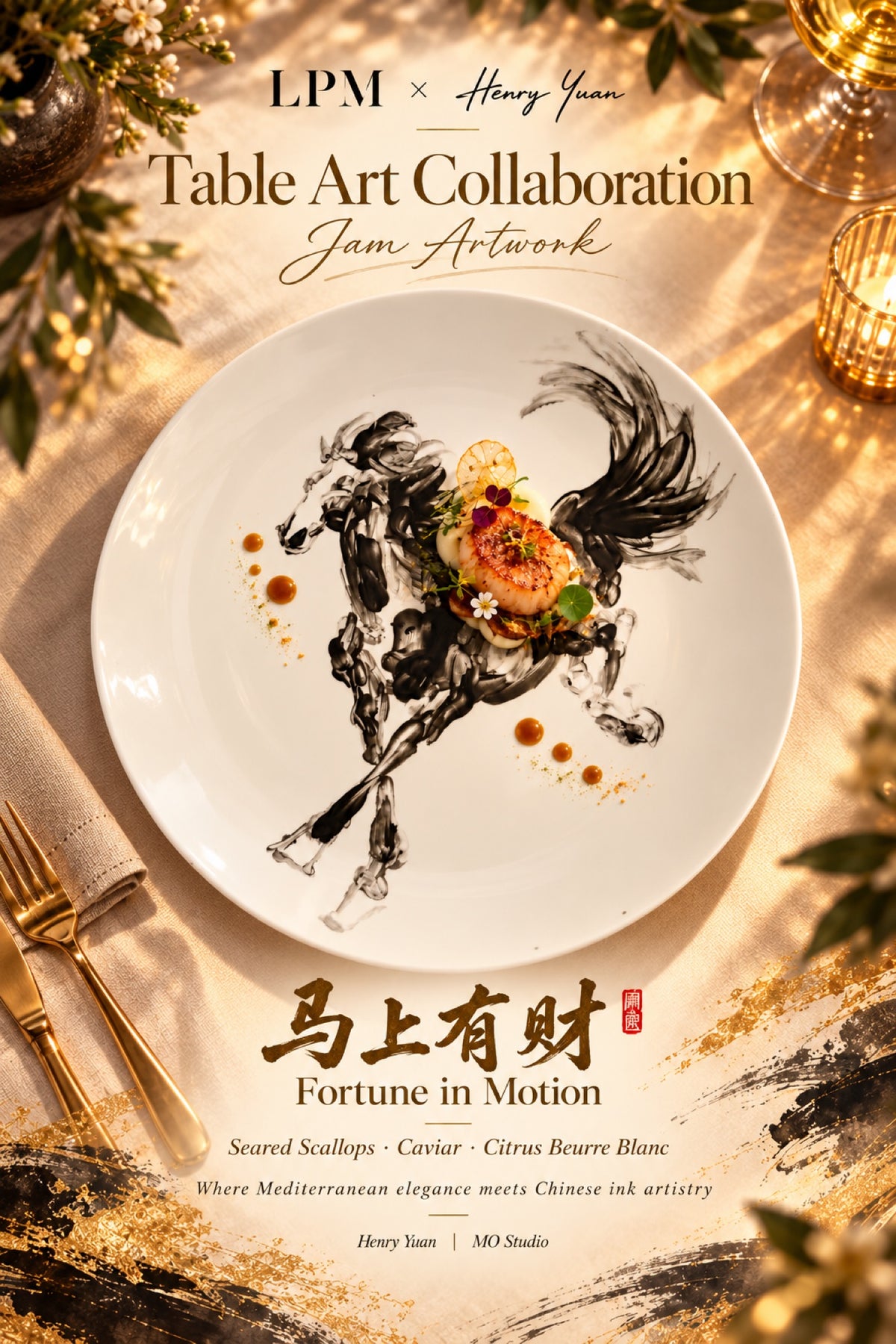 LPM x Henry Yuan Table Art - Fortune in Motion (Horse) - Seared Scallops
